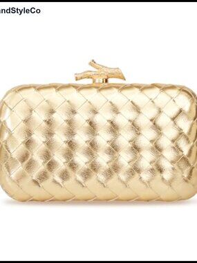 Women Evening Clutch Satin Pleated Woven Banquet Box Handbag